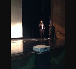 Bowers presents his speech in the GPN auditorium during GPNspire
Credit: Christopher Stanley