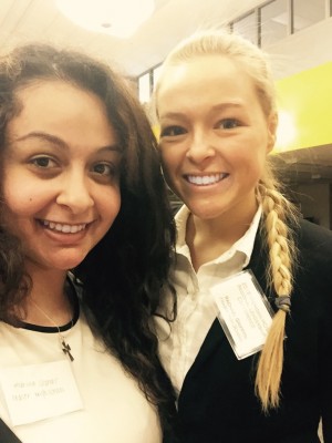 Senior Rachel Griffith(right) and Marina Ghatas(left) take a selfie February 7th at Regionals.