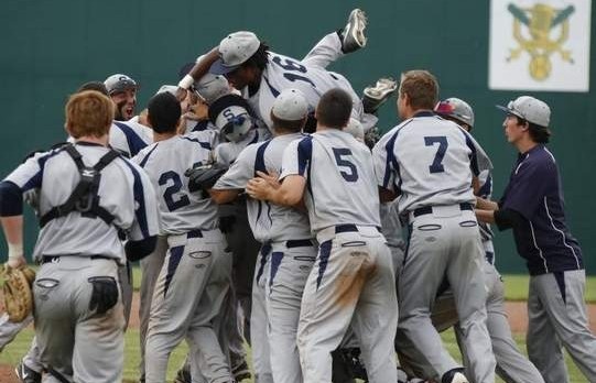 Stevenson High School celebrates after a walk off win.