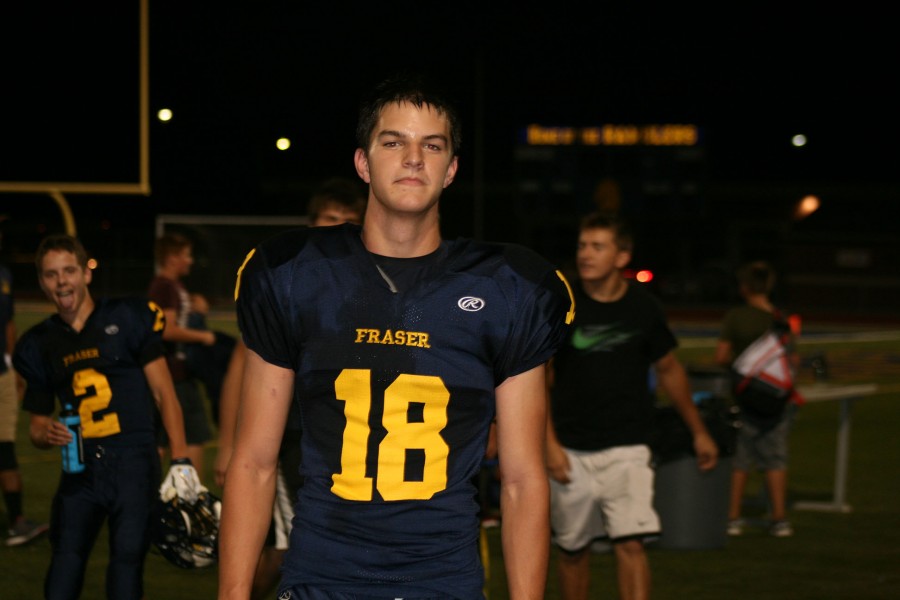 Noah Walker post game after he caught the game winning pass to beat Anchor Bay.