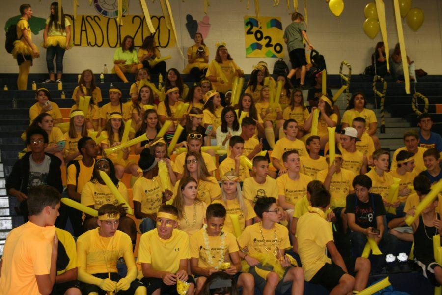 Class of 2020 had a blast at the pep assembly. Decked out in their class colors and had a strong show.