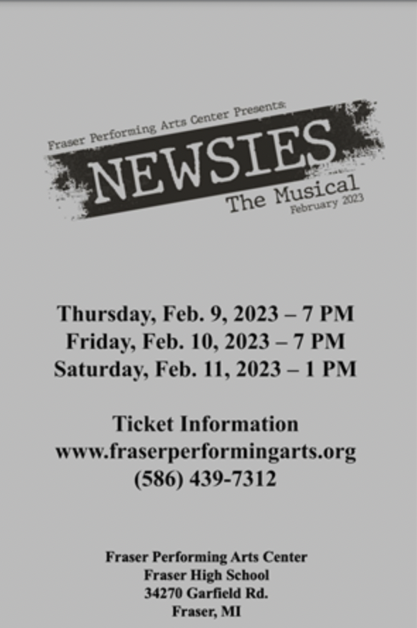 Newsies! Fraser's Upcoming Theatrical Production