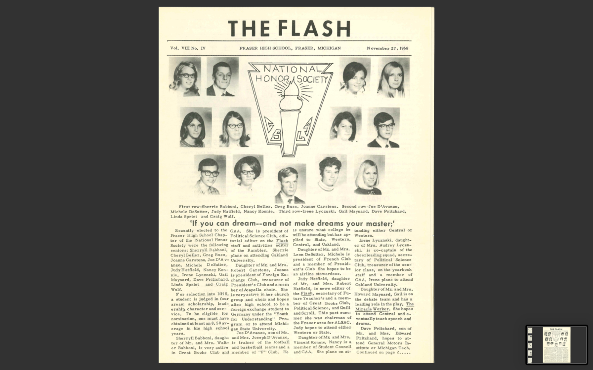 Front page of the flash, November 1968